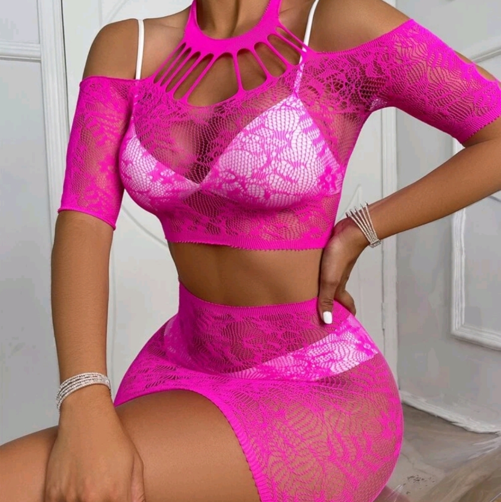 Two Piece Mesh Lingerie Set